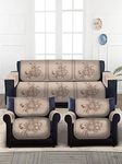 Multitex 5 +armSeater Printed Velvet Ethnic Design Sofa Cover Set-Beige