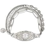 Custom Medical Alert Multi-chains Bracelet for Women with Laser Engraving,Personalized Emergency Identification medic ID Life Alert Jewelry,6.0 to 9.0 Inches (White, 7.5)