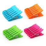 Colorful Plastic Clothespins, Heavy Duty Laundry Clothes Pins Clips with Springs, Air-Drying Clothing Pin Set(24 Pack)