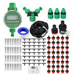 98ft /30m Irrigation System, ROFMAPLE Drip Irrigation Kit with Automatic Water Timer Distribution Tubing Hose Greenhouse Watering Systems Mist Irrigation System for Garden, Patio, Greenhouse, Lawn