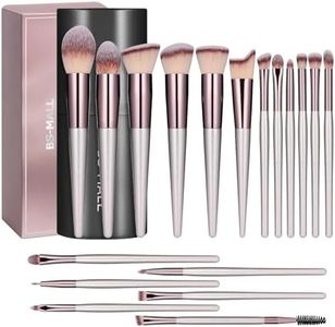 BS-MALL Makeup Brushes Premium Synthetic Foundation Powder Concealers Eye Shadows Silver Black Makeup Brush Sets(18 Pcs)