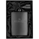 Matte Black Flask + Black Funnel Gift Set - 8 oz. Engraved WELL DESERVED. Classy Packaging. Stainless Steel Hip Flask For Liquor For Men. Slim Metal Back Pocket Alcohol Drinking Flask. Whiskey Flasks