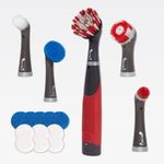 Rubbermaid Cleaning Power Scrubber Complete Home, Microfiber Plastic, Red and Gray, 18-Piece Kit