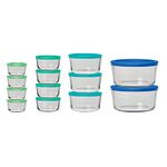 Anchor Hocking 12895ECOM 26-Piece Storage Set with Mixed Blue Lids, Glass