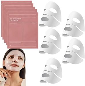 Bio Collagen Face Mask, 5Pcs Deep Collagen Overnight Hydrating Face Mask, Collagen Night Wrapping Mask for Skincare, Reduce Fine Lines & Wrinkles, Pore Minimizing, Elasticity Improvement