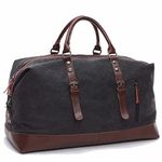 Fur Jaden 40L Canvas Weekender Travel Duffle Cabin Bag with Detachable Shoulder Strap (Black)