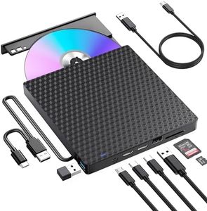 External CD DVD Drive for Laptop, USB 3.0 Optical Disc Drive,4 USB Ports and 2 TF/SD Card Slots,Portable CD/DVD Burner CD ROM External DVD Drive for Laptop Desktop PC Windows 11/10/8/7/XP Linux Mac OS