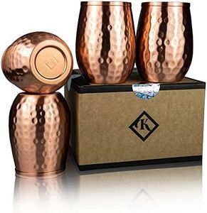 Kosdeg Copper Cups 12 Oz Set of 4 - A New Way to Enjoy Wine - The Perfect Pure Copper Tumbler for Water - Better Then Glasses, Safer Than Plastic