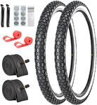 SIMEIQI 2 Pack 26"x2.125" Inch Cruiser Bike Tires and Tubes White Wall Beach Bicycle Tires with 2 Levers AV Valves,2 Rim Strips,Glueless Self-Adhesive Patches Repair Kit