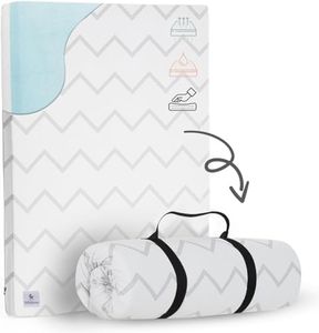 Waterproof Pack and Play Mattress Pad - 38" x 26" | Roll Up Style - Breathable Soft Memory Foam - Portable Mattress Topper- Baby Foam Mattress for Babies - Includes Easy Carry Buckle