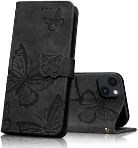 CXTCASE Case for iPhone 13 / iPhone 14, Shockproof PU Leather Magnetic Flip Case Wallet Cover with Card Slots and Stand Feature, Phone Case for iPhone 13 / iPhone 14, Black