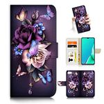 AJOURTEK for iPhone 8, iPhone 7, iPhone 6/6S, for iPhone SE 2nd/3rd Gen, Art Designed Flip Wallet Style Cover Case Fancy Flower Full Body Protection AD003 (#24886 Purple Rose Flower)