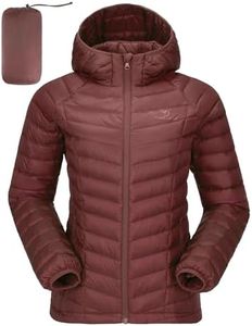 CAMELSPORTS Women's Down Jacket Hooded Winter Light Weight Short Puffer Coats Packable Warm Windproof Ladies Parka