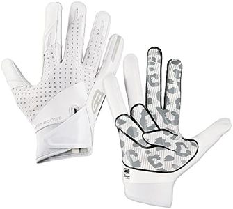 Grip Boost Peace Football Gloves Pro Elite - Adult Sizes (White Cheetah, X-Large)