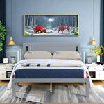 ChicFurnit Bed Frame, Full Size Bed Frame with Solid Wood Headboard & Solid Wood Support Legs, Platform Bed with 12 Sturdy Solid Wood Slats & 10.9'' H Bed Side Rail for Small Space, Gray