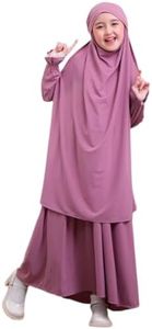 Abayas For Girls Muslim Dubai Arabic Dress For Kids with Skirts Muslim Prayer Robes Long Sleeve Hijab Dresses Farasha Kaftan Modern Jilbab Arabian Islamic Clothes Eid Dresses Pink Purple 3-4 Years