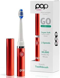 Pop Sonic Electric Toothbrush (Metallic Red) - Travel Toothbrushes w/AAA Battery | Kids Electric Toothbrushes with 2 Speed & 15,000-30,000 Strokes/Minute, Dupont Nylon Bristles