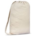 SweetNeedle Premium Canvas Laundry Bag with Shoulder Strap, 75x56 CM 40L - 100% Cotton, Fabric Weave, Highly Durable, Drawstring Cord-Lock, Machine Washable Liner for Hampers, Beige