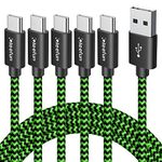 CLEEFUN USB C Cable [6ft, 5-Pack], Type C Cable Fast Charge, USB to USB C Charger Fast Charging Cord for iPhone15 Pro Max Samsung Galaxy S24 S23 S22 S21 S20 Ultra S10, Pixel, LG, Moto, Android Phone