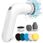 Electric Spin Scrubber, Rechargable Cordless Shower Scrubber with 7 Replacement Heads, 2-Speed Bathroom Scrubber & Waterproof Electric Cleaning Brush for Wall, Tile Floor, Bathtub, Toilet, Window