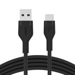 Belkin BoostCharge Flex silicone USB C charger cable, USB-IF certified USB type A to USB type C charging cable for iPhone 16, 15, Galaxy S24, S23, iPad, MacBook, Note, Pixel and more - 2m, black