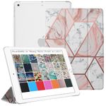 DuraSafe Cases for iPad Mini 5 7.9 Inch 2019 [ Mini 5th Gen ] A2133 A2124 A2126 A2125 MUQY2HN/A MUQW2HN/A MUQX2HN/A MUU62HN/A Trifold Printed Hard Smart PC Transparent Back Cover - Marble Pink