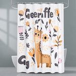 EurCross Cute Giraffe Shower Curtain 180 x 200cm Long, Funny Cartoon Wet Room Fabric Bathtub Curtain with 12 Hooks