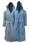 Andrew Scott Mens 2-Pack Hooded Long Robe/Light Weight Premium Cotton Blend Woven Full Length Lounge and Bathrobe, 2 Pack - Blue Tones, Large-X-Large