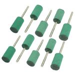 12mm x 20mm Cylindrical Tip 3mm Shank Grinding Rubber Mounted Point Green 10Pcs