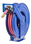 Coxreels TSHF-N-550 Retractable Fuel Hose Reel, T-Fuel Series ¾” x 50’, 300PSI-Easy-Maintenance Design with Brass Swivel and Multi-Position Mount Arm-Heavy Duty Steel Construction, Made in USA, Blue