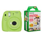 Fujifilm Instax Mini 9 Instant Camera (Lime Green) with Film Twin Pack Bundle (2 Items)