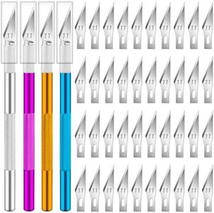 DIYSELF Exacto Knife, 4 PCS Craft Knife with 40 Exacto Blades #11, Hobby Knife, Professional Exacto Knife for Crafting, Scrapbooking, Stencil, Modeling, Art Knife, Precision Knife, Exacto Knife Set