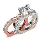 Jeulia Diamond Wedding Ring Set for Women: Sterling Silver Interchangeable Halo Bridal Set Engagement Anniversary Promise Ring Valentine's Jewelry Gift with Box, Sterling Silver, jeulia stone