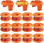 Eventronic 15 Pack WA0010 Replacement Trimmer Line Spool Compatible with Worx Weed Eater, 120ft .065 inch Autofeed Spool for Worx String Trimmers (12-Line spools+3 Cap)