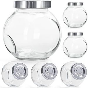 BELLE VOUS Barattolini Vetro Piccoli con Tappo Rotondi (6pz) - Contenitori Alimentari Vetro da 480 ml - Barattoli Porta Spezie ed Erbe - Contenitori in Vetro per Alimenti, Yogurt, Miele e Bomboniere