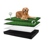 HQ4US 4LEGS Grass Pad With Foldable Litter Box, Extra Large Liner Base (44"×34") for Balcony, 2 Artificial Pee Pads, Pad Holder, Potty Training for Dogs
