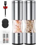 FORLIM Salt and Pepper Grinder Set, Manual Pepper Mill with Dust Cover, Lightness Stainless Steel Body with Adjustable Coarseness, Ceramic Grinding Core, Fully Washable Design, 2 Pack