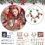 24pcs Advent Calendar Charm Bracelets,DIY Advent Calendar Charm Bracelets Set 24 Days Countdown Calendar Bracelets,Jewellery Blind Box Xmas Decorations Making Kit for Girls Teens (CB)