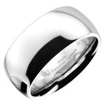 MJ Metals Jewelry 10mm White Tungsten Carbide Polished Classic Wedding Ring Size 8.5