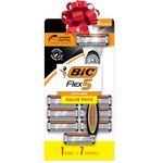 BIC Flex 5 Refillable Razors for Men, Long-Lasting 5 Blade Razors for a Smooth and Comfortable Shave, 1 Handle and 7 Cartridges, 8 Piece Shaving Kit