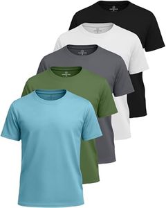 5 Pack: Boys Mesh Short Sleeve Shirts Crew Neck Boy Shirt T-Shirt Tshirt Tops Tees Girls Youth Teen Active Wear Athletic Quick Dry Basketball Gym Sport Undershirt Tee Soccer Top -Set 8,Small 6-7