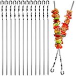 Maridergo Kebab Skewers, 12PCS Stainless Steel BBQ Kebab Meat Skewers Set, Flat Barbecue Shish Kebab Stick for Meat Vegetables