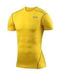 TCA Men's & Boys' Pro Performance Compression Base Layer Short Sleeve Thermal Top - Sonic Yellow, M