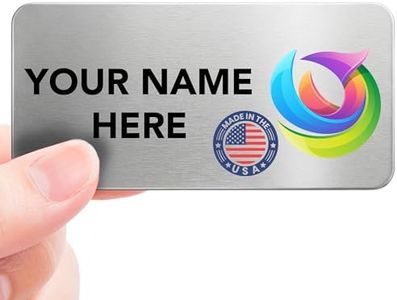 Magnet Me Up Custom Metallic Name Tag Badge - 1.5"x3" Logo Right- 20 mil Silver Aluminum, Personalized Logo & Name, Full Color, Customizable Identification Label for Business & Employee, Made in USA