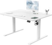 Devoko Electric Standing Desk 100x60cm Sit Stand Table Height Adjustable Desk with Backpack Hook and Memory Smart Pannel, Home Office Desk with Splice Board, White