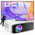 【AI Auto Focus & Keystone】Projector 4K Supported, XuanPad WiFi6 Bluetooth Projector, 22000L Native 1080P Smart Video Projector, Portable Outdoor/Home Projector with Tripod for Phone