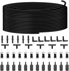 Saricho Aquarium air Pump Accessories Set-9.84/26.25/101.71 feet Aquarium Airline tubing Hose,Check valves,air Stones and connectors of I,L,T Shape (101.71feet Hose 12stone 12check Valve 18connector)