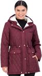 Jones NY Diamond-Quilted Jacket Anorak with Fur Lining - Winter Coats for Women, Ruby Port - L