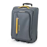 Pierre Cardin Soft Sided 18 Inch Suitcase with Wheels - KLM Flybe Emirates Cabin Approved Under 55x40x20 Luggage TUI Thomas Cook Soft Shell Bag | Light 1.8kg 48cm 30L (Carry On, Grey & Orange)