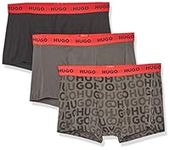 BOSS Men's 3 Pack Bold Logo Cotton Stretch Trunks, Stormy Black/Grey/Charcoal Melange Grey, XX-Large